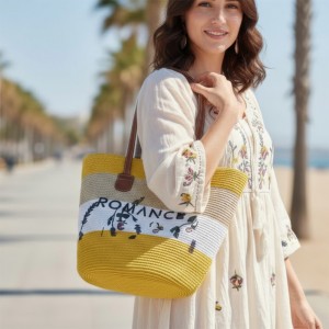 草编包包帽子加配件时尚黄色套装碎花女士手提包包单肩包